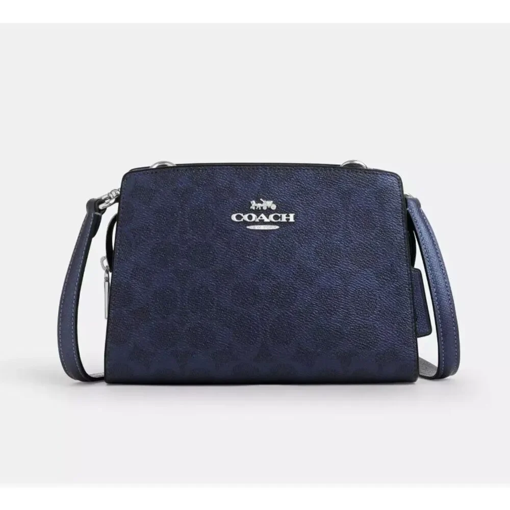 🔥🎁NWT! Coach Gia Crossbody Bag In Sig Canvas Silver CCK70 Msrp:$298.00